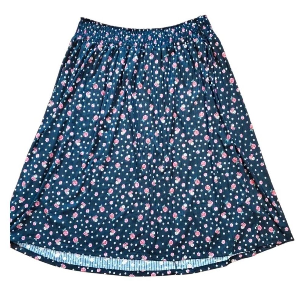New W Tags White Birch Black Floral Plus Size Skirt Ruched Waistband Stretch 3XL